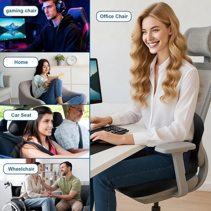 Seat Cushion with Back Support | Memory Foam Office Chair Cushion | Ergonomic Seat and Lumbar Support for Posture