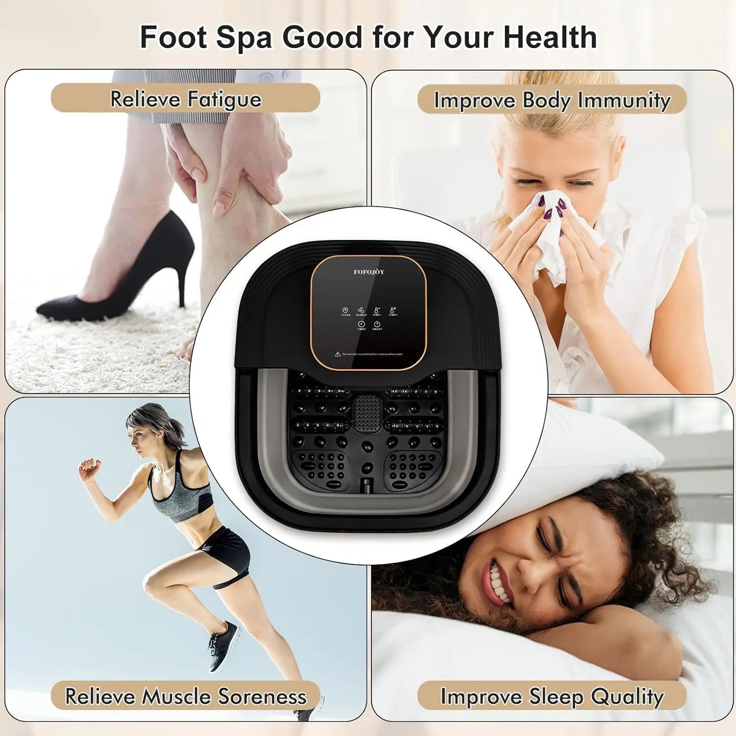 Foot Spa Bath Massager | Heated Foot Bath with Bubbles and Temperature Control | Foot Soaker Spa