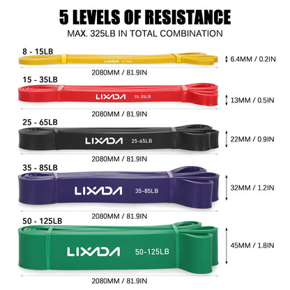 Heavy Duty Resistance Bands | Pull Up Assist Band Set | Long Exercise Bands for Home Gym | Strength Training | 8-125lbs Tension | Latex Workout Loops