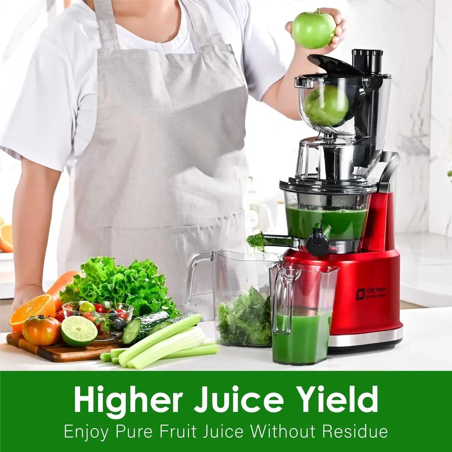 Cold Press Juicer Machine | Wide Chute 3.27" & 1.26", BPA-Free, Anti-Drip, High Juice Yield, Quiet Motor