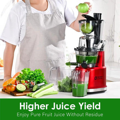 Cold Press Juicer Machine | Wide Chute 3.27" & 1.26", BPA-Free, Anti-Drip, High Juice Yield, Quiet Motor