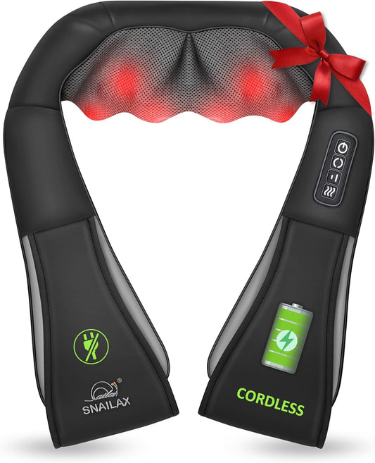 Cordless Shiatsu Neck & Shoulder Massager with Heat | 8 Nodes, Deep Tissue, Portable Pain Relief