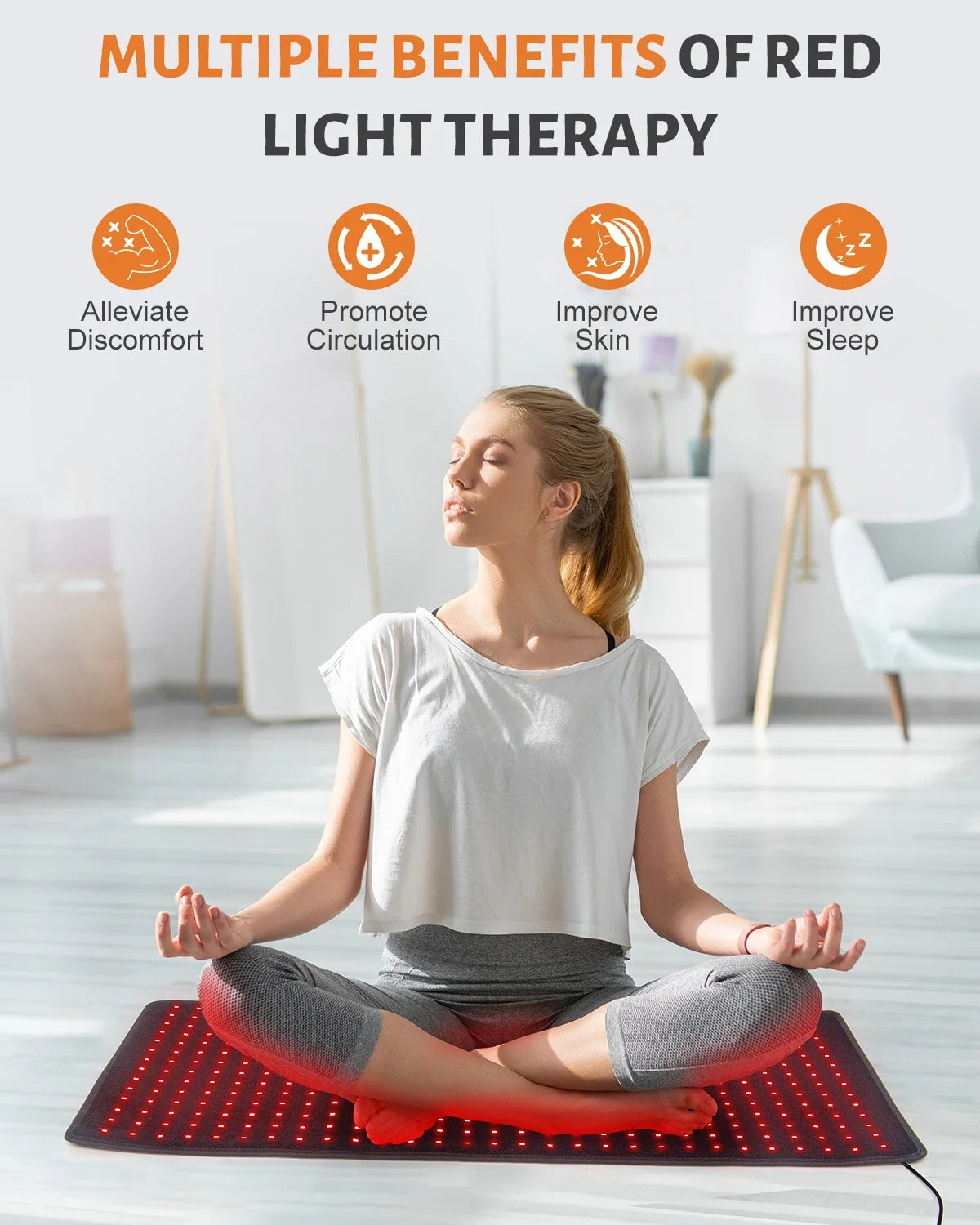 Red Light Therapy Pad | 660nm 850nm Near Infrared Light Therapy Mat with 406 LEDs for Back, Waist & Full Body