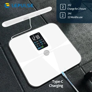 8-Electrode Smart Body Fat Scale | 20 Metrics | Segmental BIA | USB Rechargeable | App Sync & 400 lb Capacity