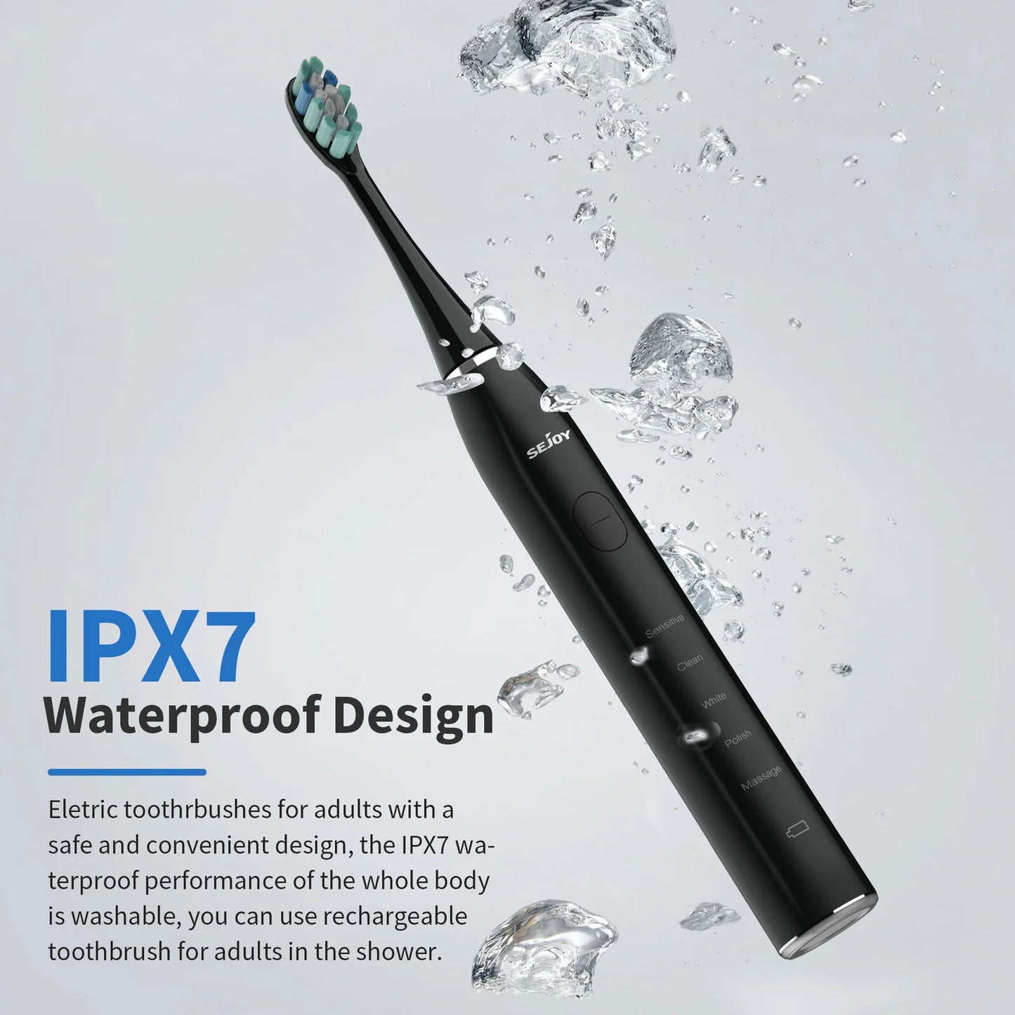 Sonic Electric Toothbrush for Adults | 37,200 VPM, 5 Modes | 12 Brush Heads, 30-Day Battery, IPX7 Waterproof, 2-Minute Timer