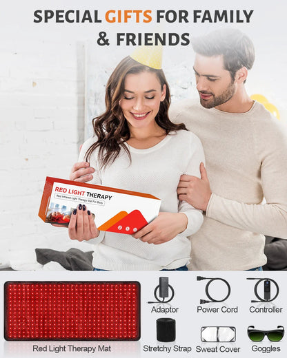 Red Light Therapy Pad | 660nm 850nm Near Infrared Light Therapy Mat with 406 LEDs for Back, Waist & Full Body