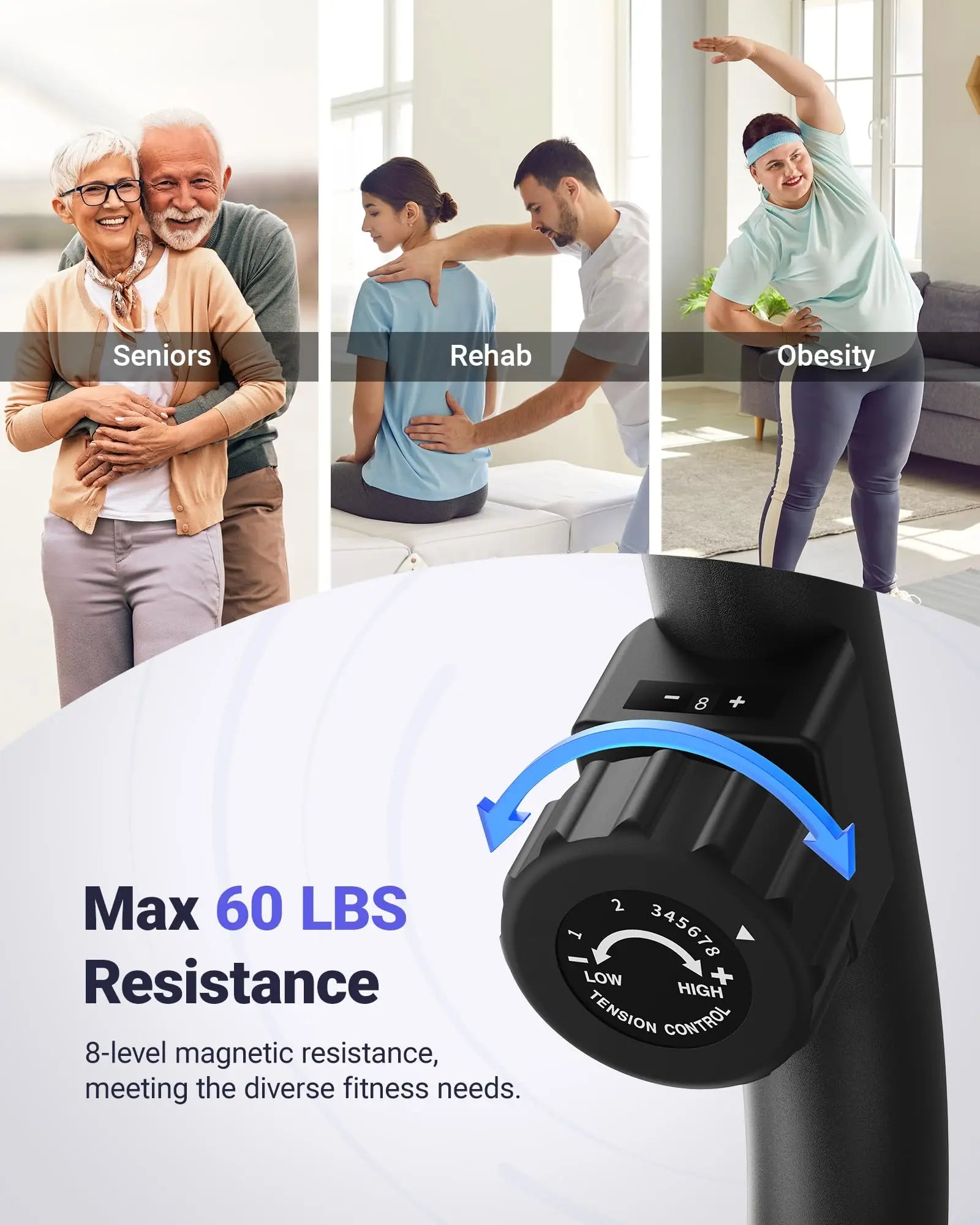 Recumbent Exercise Bike | Smart Bluetooth Magnetic Bike with LCD, Heart Rate Monitor, 8 Resistance Levels, App Connectivity for Home Fitness