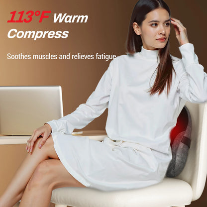 Lumbar Support Pillow | Heated Memory Foam Back Support with 4 Shiatsu Massage Heads for Office Chair, Car, Bed or Sofa