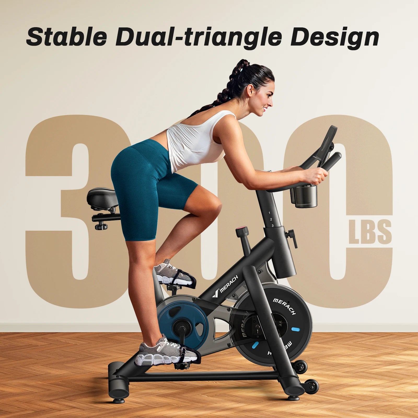 Smart Indoor Exercise Bike | Ultra-Quiet Belt Drive | 15 lb Flywheel | App Sync + 300 lb Capacity