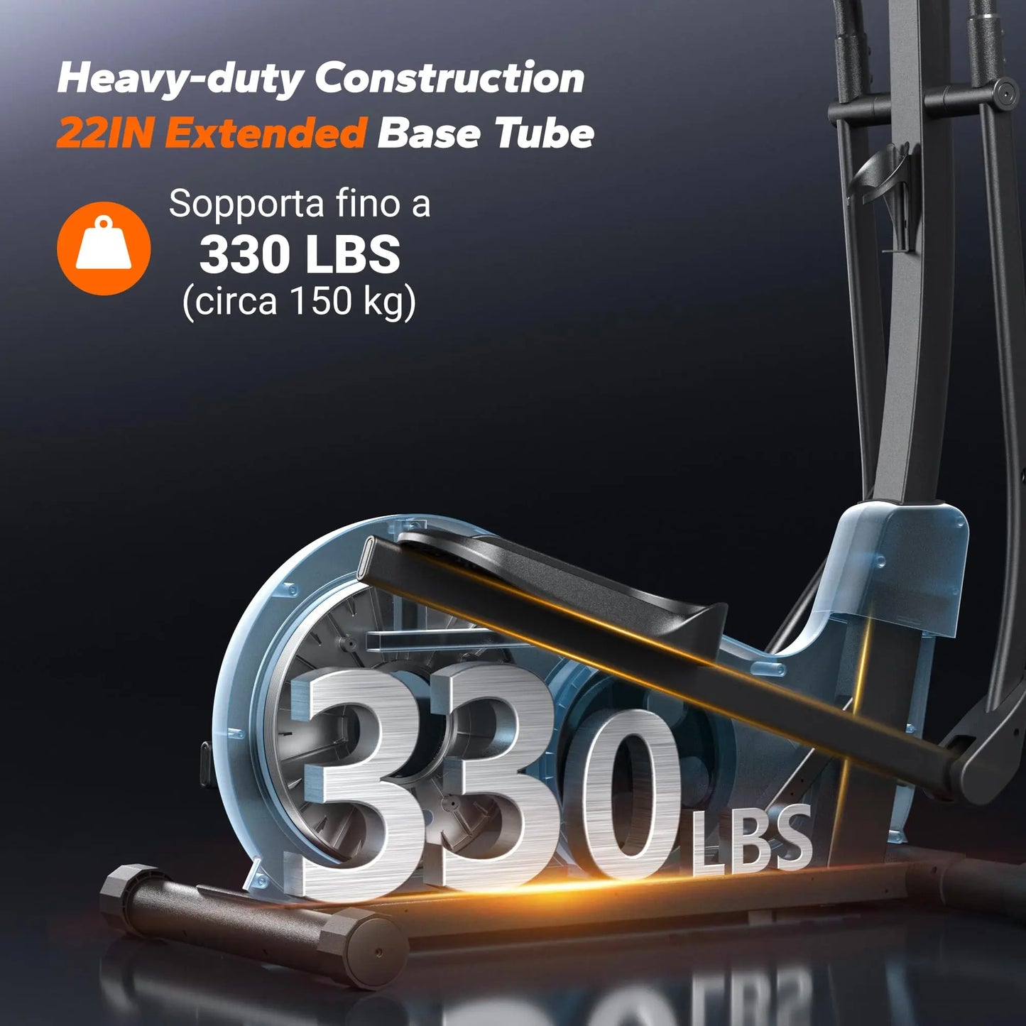 Elliptical Machine with 18.5” Stride | Hyper-Quiet Magnetic Drive, 8 Resistance Levels, LCD Display, 400 lb Capacity | Home Gym Elliptical Trainer