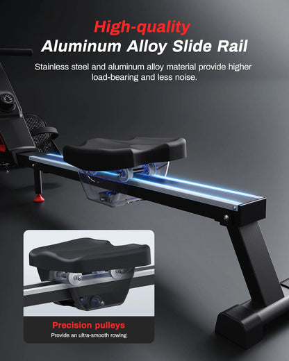Magnetic Rowing Machine | Foldable Rower with 16 Resistance Levels, Bluetooth App, Quiet Operation | Full-Body Home Gym Cardio | 350LB Capacity