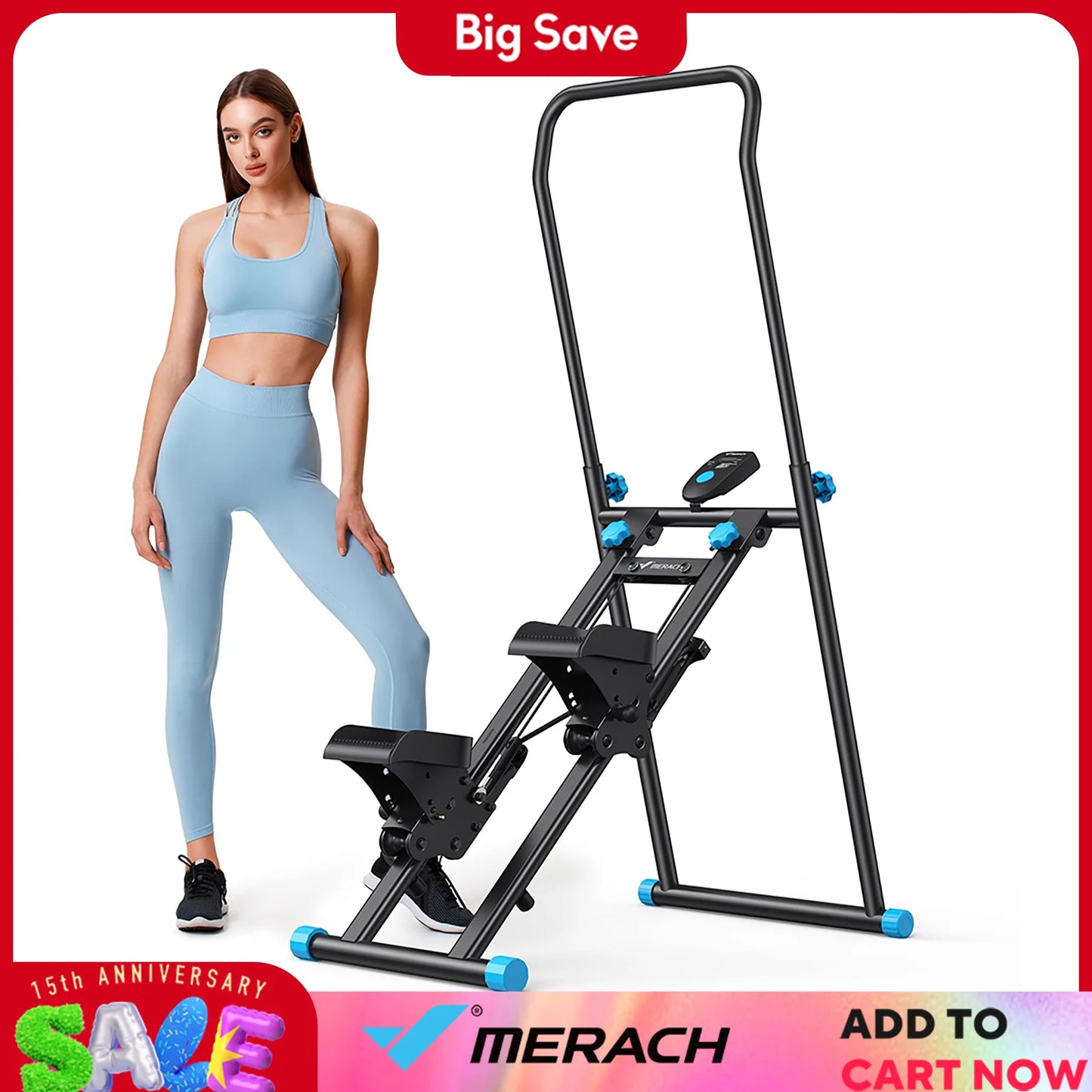 Vertical Climber Machine | Full-Body Stair Stepper Cardio Trainer | Compact Folding Home Gym Equipment | Adjustable Pedals & Handles | 300lb Capacity