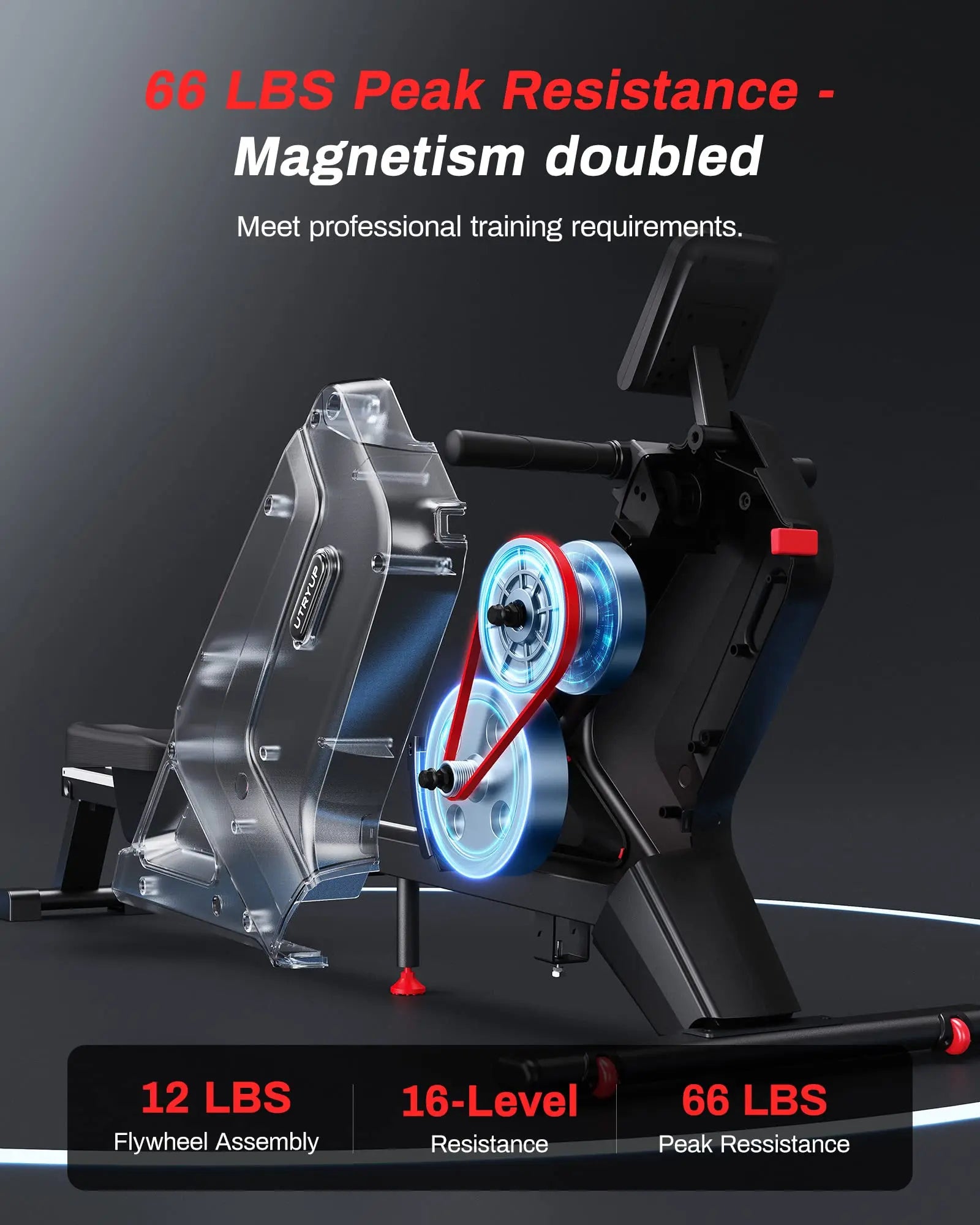 Magnetic Rowing Machine | Foldable Rower with 16 Resistance Levels, Bluetooth App, Quiet Operation | Full-Body Home Gym Cardio | 350LB Capacity