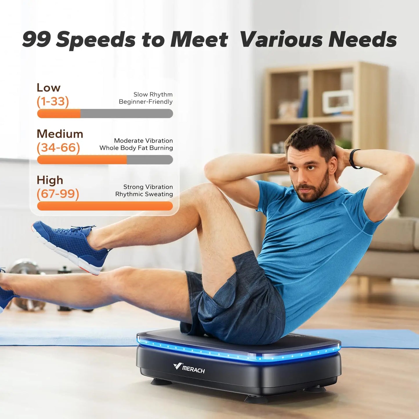 Vibration Plate Exercise Machine with Light | 99-Speed Full Body Workout Platform with Bluetooth & Lymphatic Drainage | 330lb Capacity