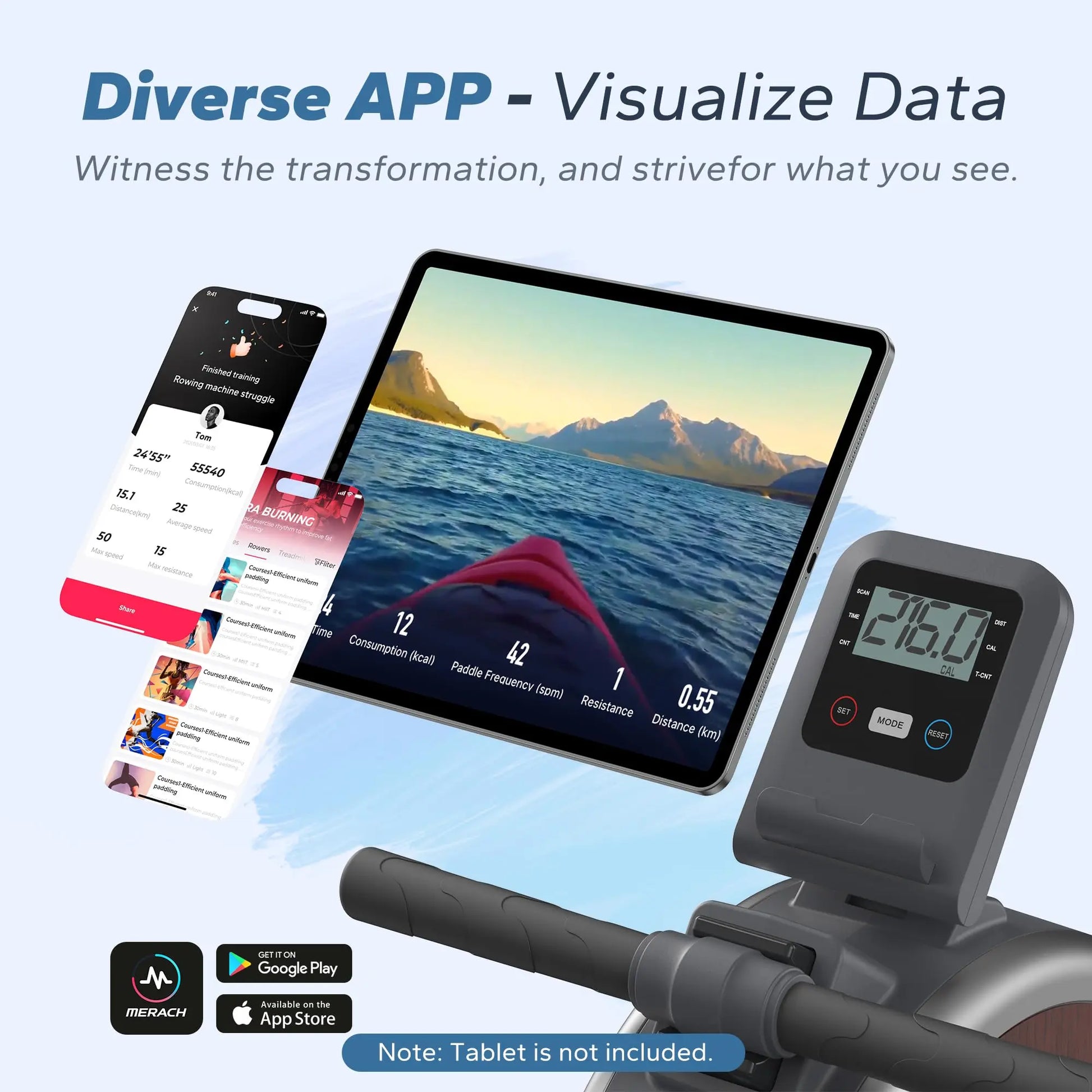 Magnetic Rowing Machine for Home | Silent Rower with Free App, Dual Rail Design, 350 LB Capacity & Visual Workout Tracking
