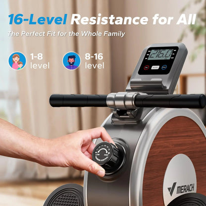 Magnetic Rowing Machine for Home | Silent Rower with Free App, Dual Rail Design, 350 LB Capacity & Visual Workout Tracking