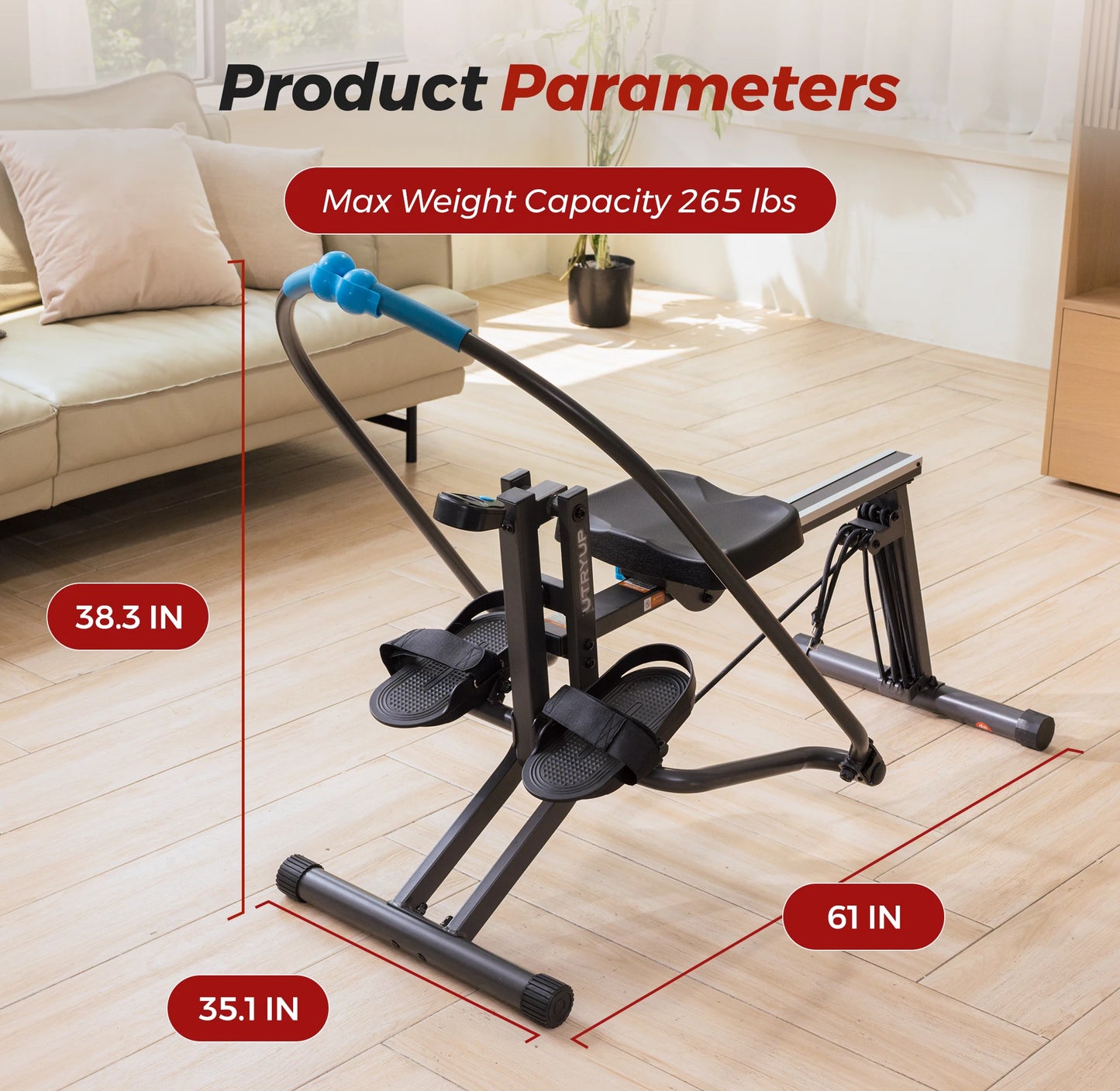 Sculls Rowing Machine | Compact Home Rower with Simulated 360° Paddle Motion, Ergonomic Seat, Adjustable Resistance, Real-Time Tracking