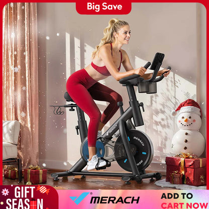 Exercise Bike Brake Pad | Low Noise Magnetic Stationary Indoor Cycling Bike with Fitness Courses, App Sync, 300LB Capacity, Adjustable Seat & Handlebar