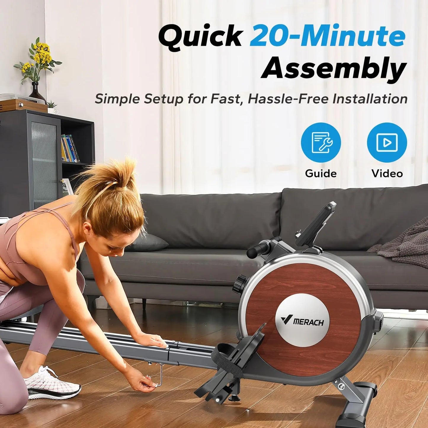 Magnetic Rowing Machine for Home | Silent Rower with Free App, Dual Rail Design, 350 LB Capacity & Visual Workout Tracking