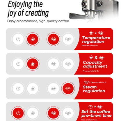 20 Bar Espresso Coffee Machine | Semi-Automatic Compact Coffee Maker | Adjustable Temperature, Cold & Hot Brew, 51mm Portafilter