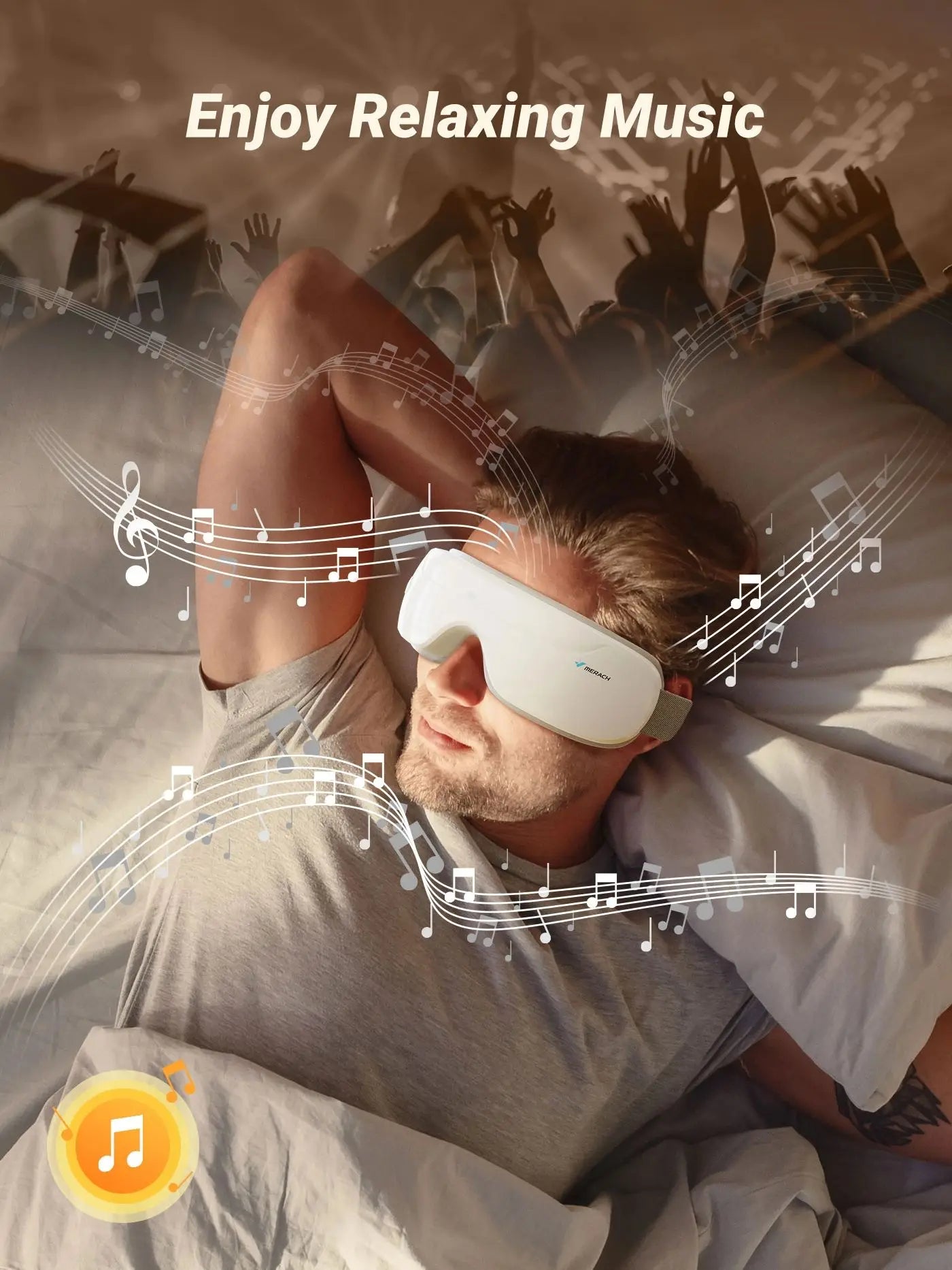 Bluetooth Eye Massager | 42°C Hot Compress, Music Playback, Foldable Design & Gentle Pressure Massage for Eye Fatigue Relief