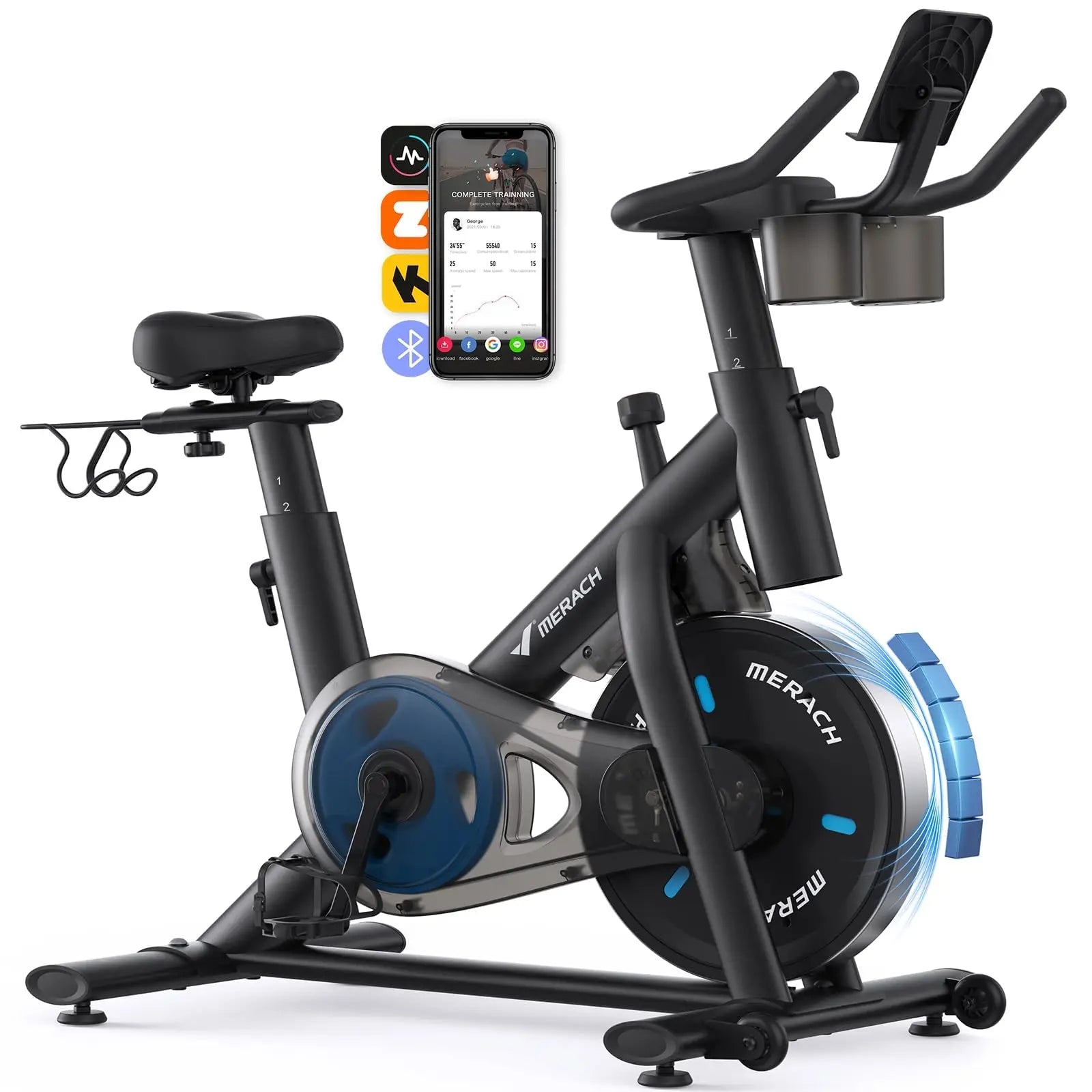 Exercise Bike Brake Pad | Low Noise Magnetic Stationary Indoor Cycling Bike with Fitness Courses, App Sync, 300LB Capacity, Adjustable Seat & Handlebar