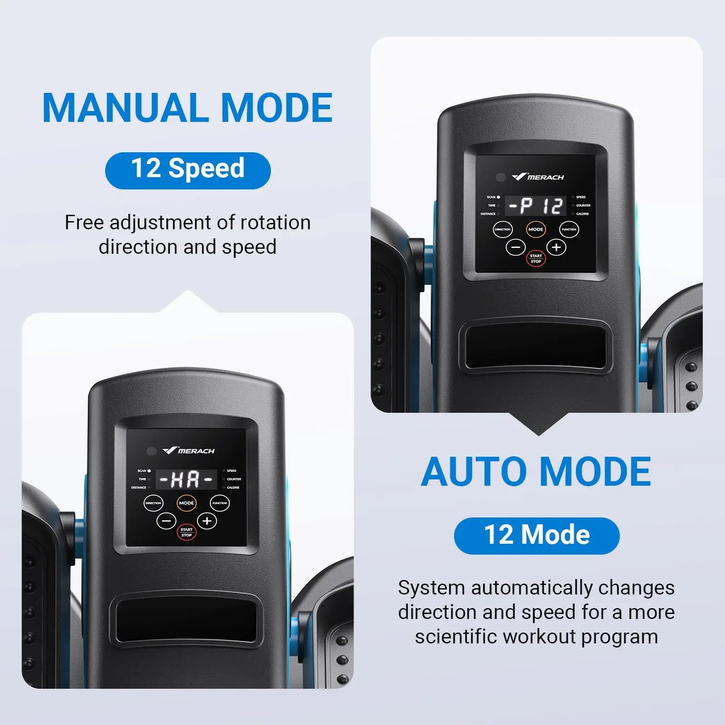 Electric Under Desk Elliptical | Plug-in with Remote | 12 Auto & Manual Speeds | LCD Display