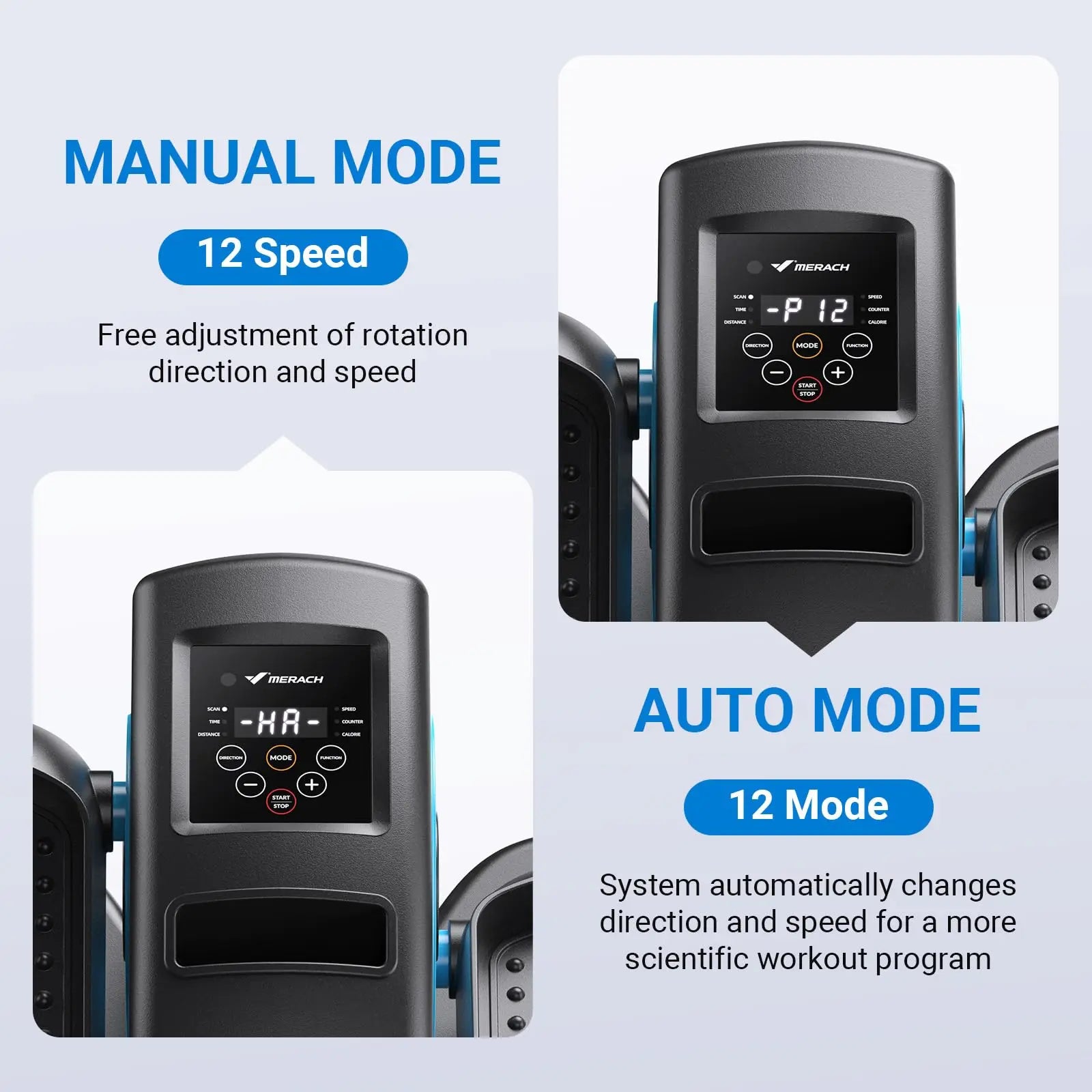 Electric Under Desk Elliptical | Plug-in with Remote | 12 Auto & Manual Speeds | LCD Display