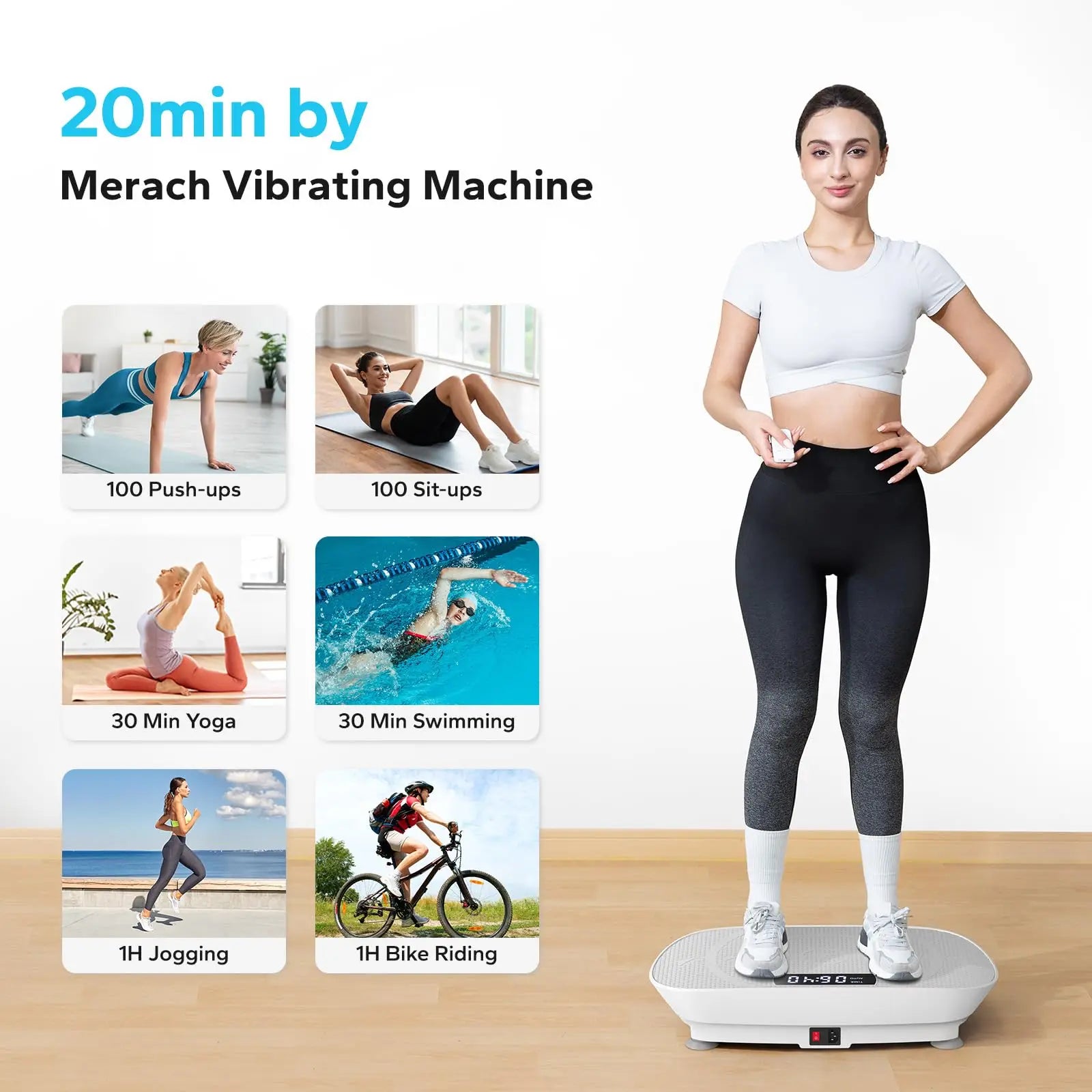 Vibration Plate Exercise Machine | Whole Body Workout Platform with Resistance Bands & Remote | Fat Burning | Home Fitness
