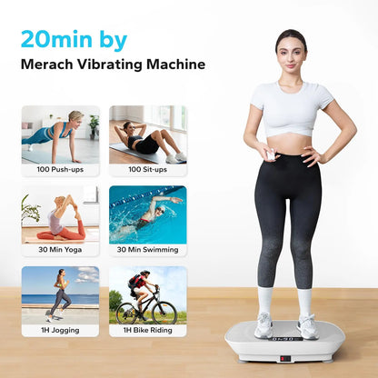 Vibration Plate Exercise Machine | Whole Body Workout Platform with Resistance Bands & Remote | Fat Burning | Home Fitness
