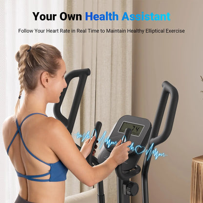 Elliptical Machine with 18.5” Stride | Hyper-Quiet Magnetic Drive, 8 Resistance Levels, LCD Display, 400 lb Capacity | Home Gym Elliptical Trainer