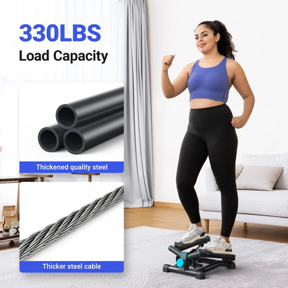 Premium Hydraulic Mini Twist Stepper | Quiet Compact Cardio Machine for Home Workouts | LCD Display & 330LB Capacity