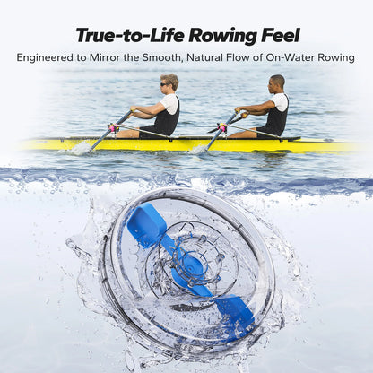 Water Rowing Machine | Foldable Solid Wood Row Machine, 400lbs Capacity, Leak-Proof Tank, Monitor & App Connected | Quiet Home Cardio Equipment
