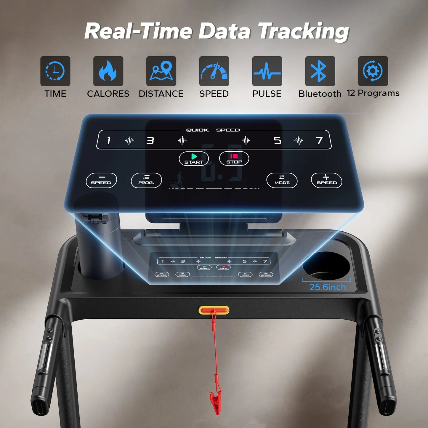 Foldable Treadmill | Incline Quiet Running Machine with Heart Rate Monitoring, Double Deck Tech, 4 Shock Cushions, Wide Belt, APP Connected | 7.5MPH | Compact Home Gym T12B1