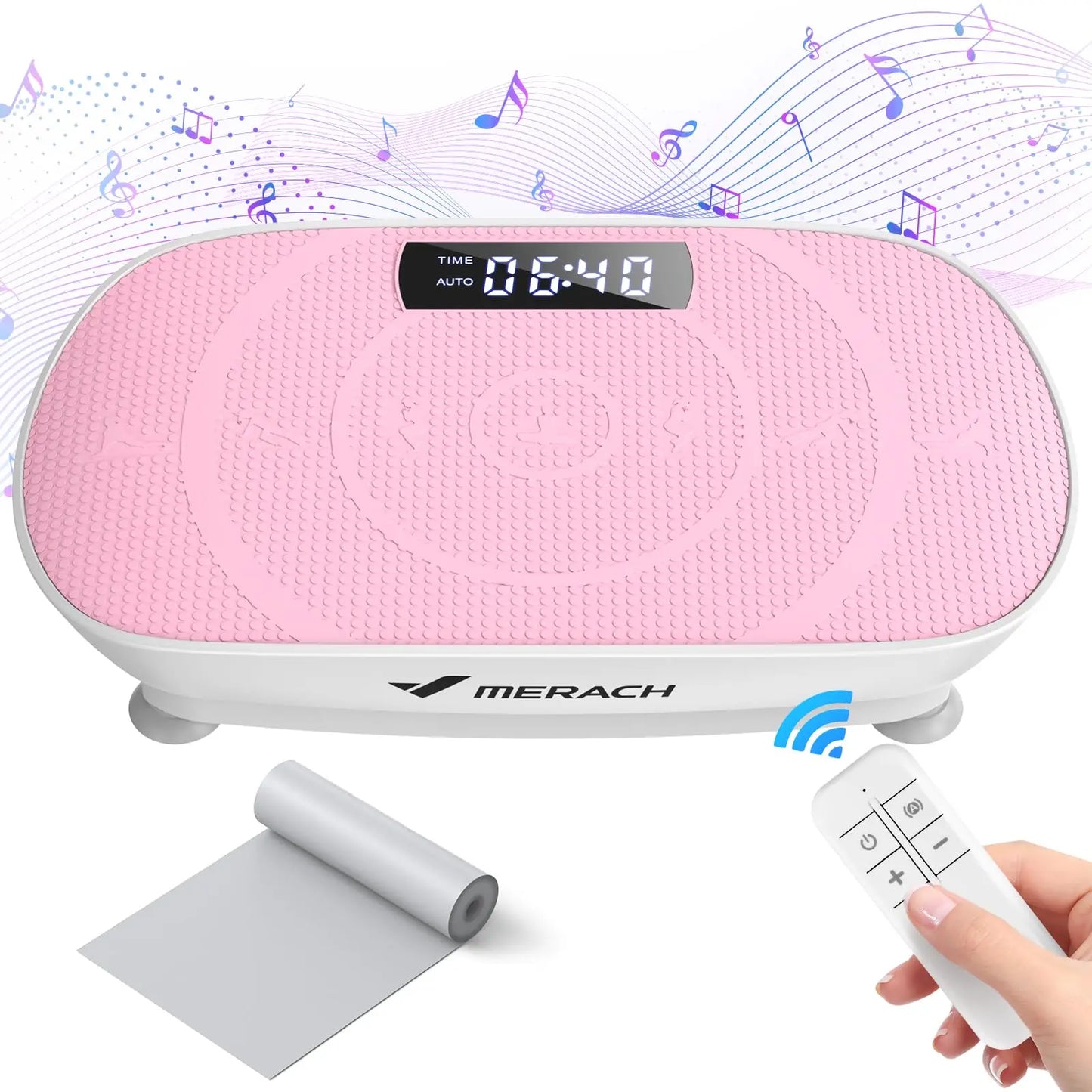 Vibration Plate Exercise Machine | Whole Body Workout Platform with Resistance Bands & Remote | Fat Burning | Home Fitness Pink
