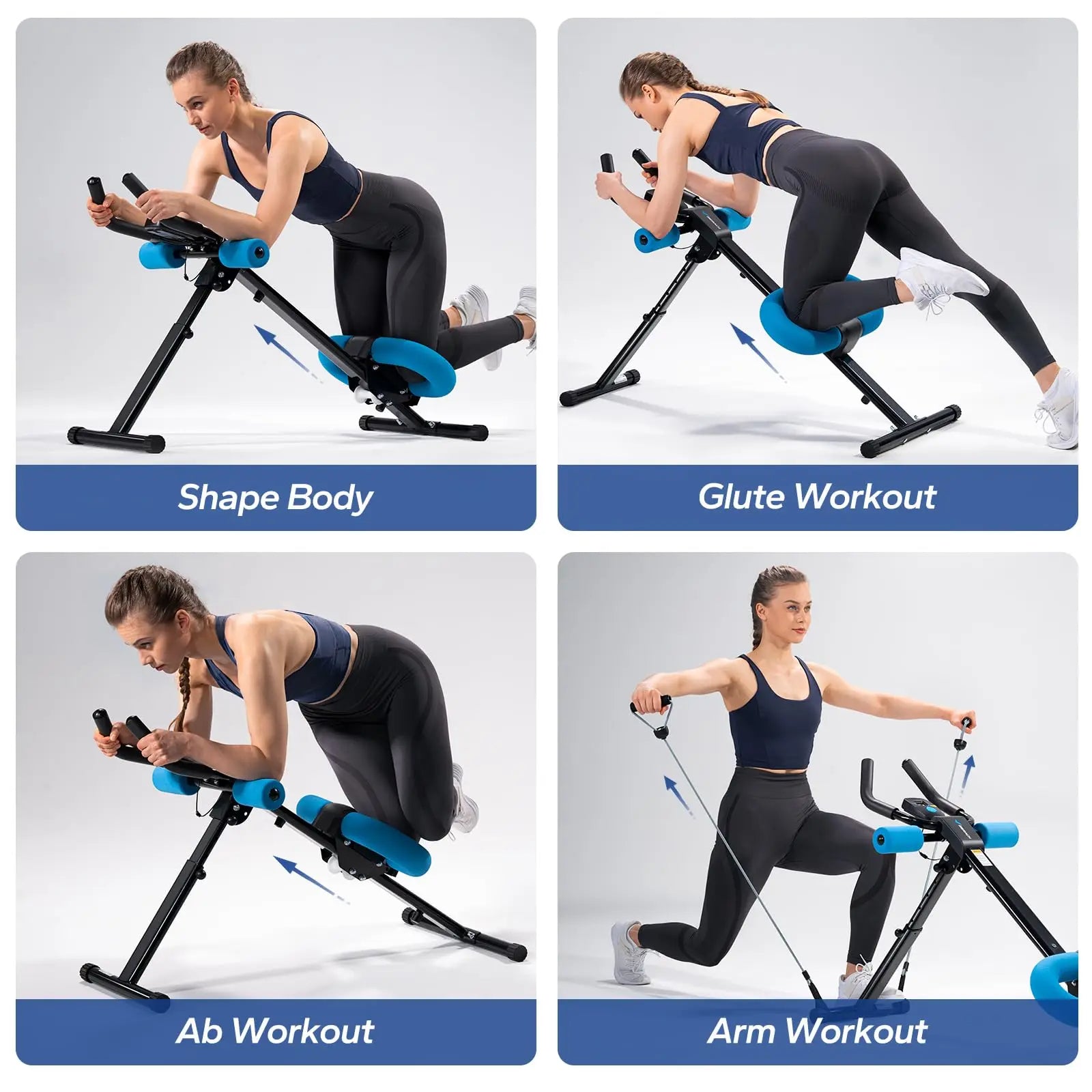 Ab Machine Adjustable Trainer | Foldable Core Ab Exercise System with LCD Display & Knee Protection | Adjustable Height for Home Gym