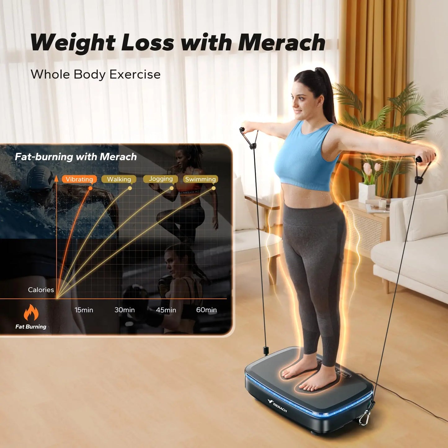 Vibration Plate Exercise Machine with Light | 99-Speed Full Body Workout Platform with Bluetooth & Lymphatic Drainage | 330lb Capacity