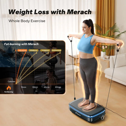 Vibration Plate Exercise Machine with Light | 99-Speed Full Body Workout Platform with Bluetooth & Lymphatic Drainage | 330lb Capacity