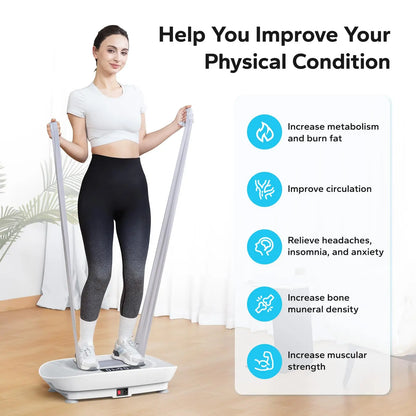 Vibration Plate Exercise Machine | Whole Body Workout Platform with Resistance Bands & Remote | Fat Burning | Home Fitness