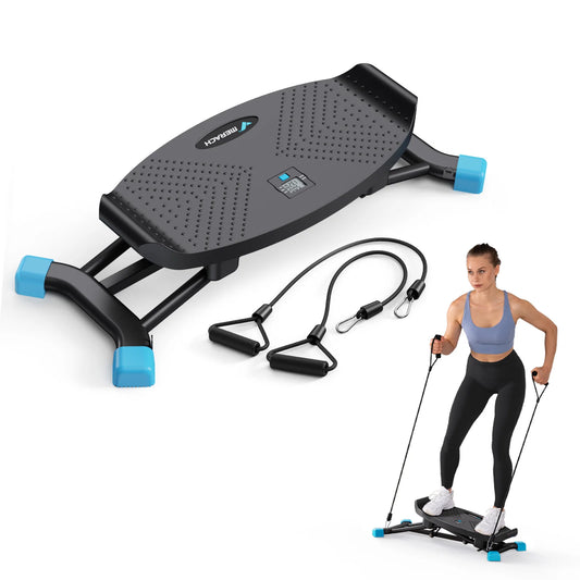 Slide Stepper Ski Machine 440 lb Capacity | Full Body Home Workout with Resistance Bands & LCD Display | No Assembly Required Black