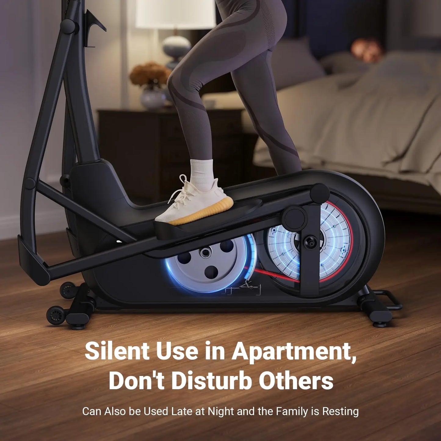 Elliptical Machine with 18.5” Stride | Hyper-Quiet Magnetic Drive, 8 Resistance Levels, LCD Display, 400 lb Capacity | Home Gym Elliptical Trainer