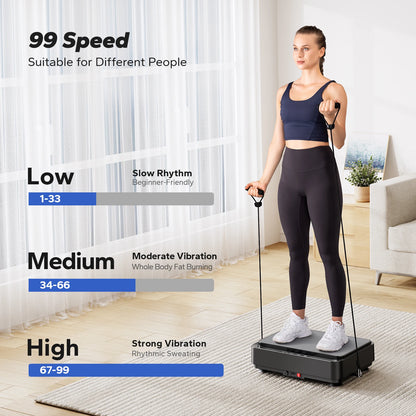 Vibration Plate Exercise Machine | Mini Full Body Vibration Platform for Fat Burning, Pain Relief & Sleep Support | 99 Speeds + Remote