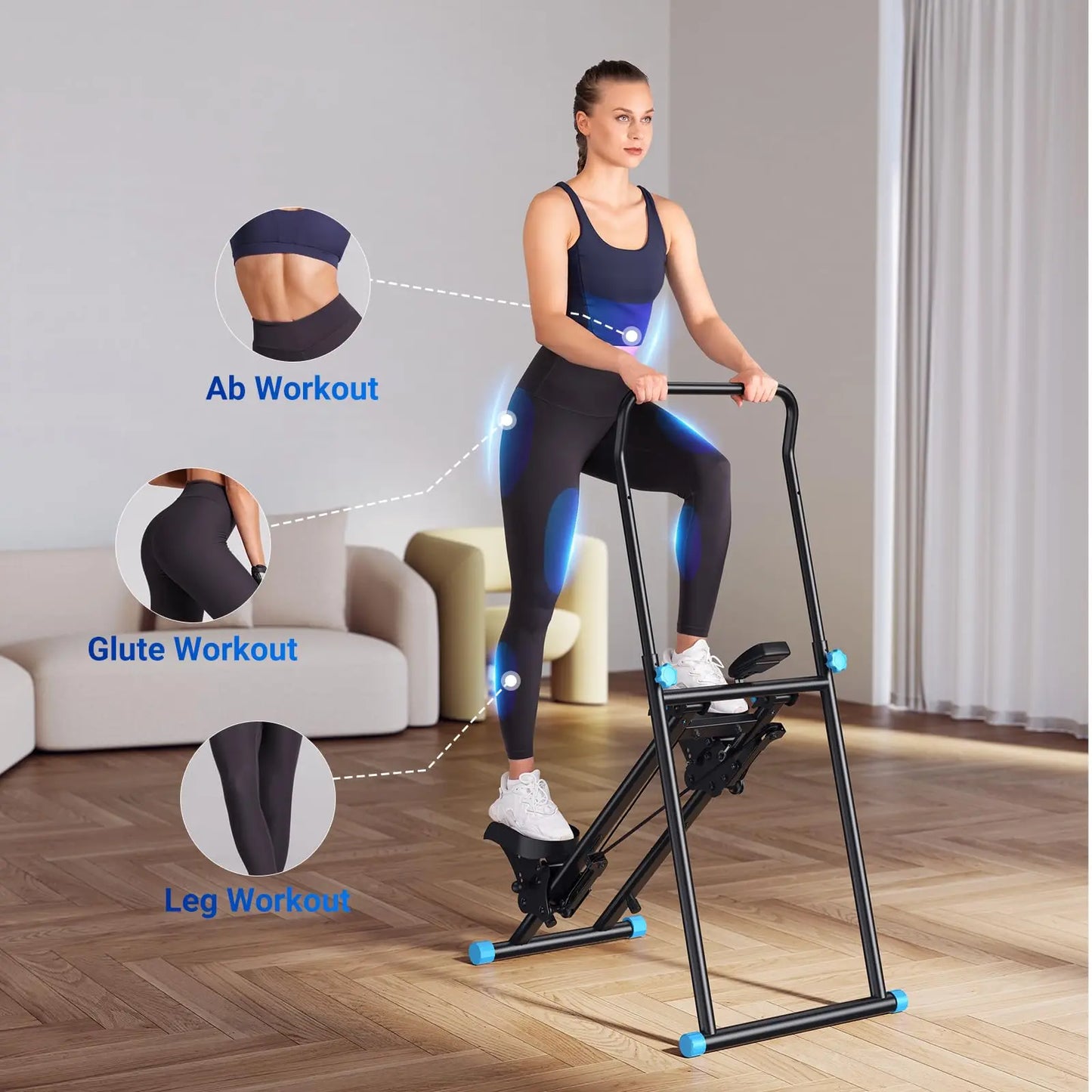 Vertical Climber Machine | Full-Body Stair Stepper Cardio Trainer | Compact Folding Home Gym Equipment | Adjustable Pedals & Handles | 300lb Capacity