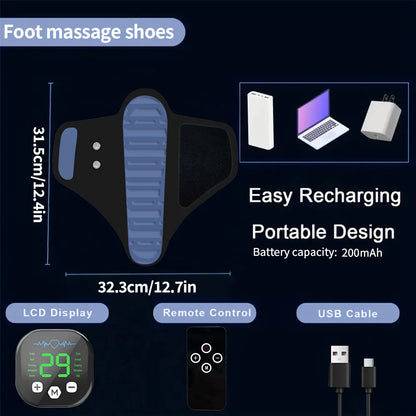 EMS Foot Massager Slippers with Remote Control | Electric Foot Stimulation Shoes, 10 Modes, 29 Intensity Levels, Muscle Relaxation Device