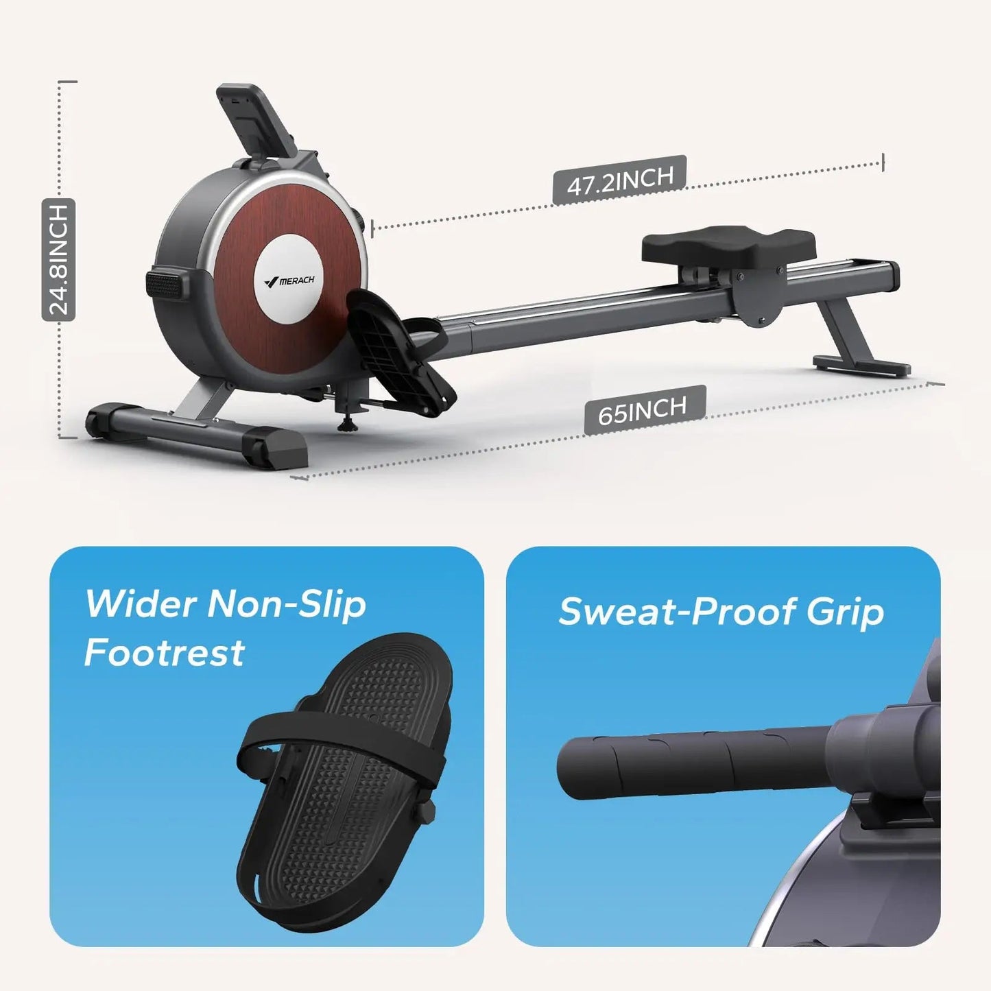Magnetic Rowing Machine for Home | Silent Rower with Free App, Dual Rail Design, 350 LB Capacity & Visual Workout Tracking
