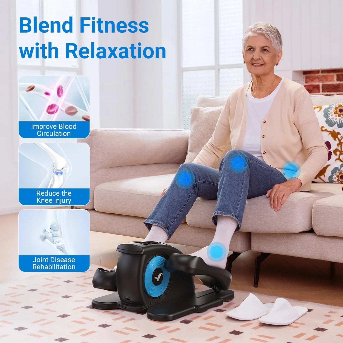 Electric Under Desk Elliptical | Plug-in with Remote | 12 Auto & Manual Speeds | LCD Display