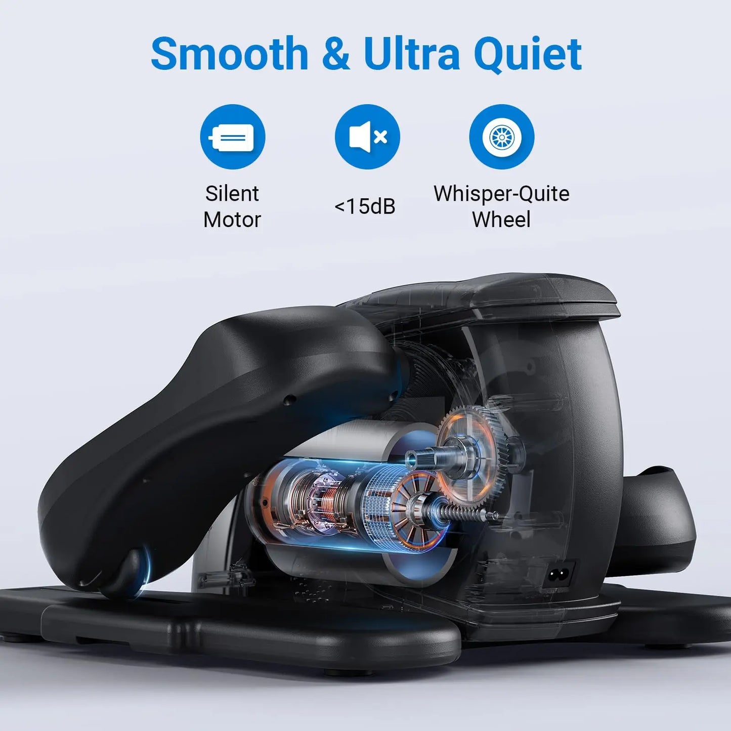 Electric Under Desk Elliptical | Plug-in with Remote | 12 Auto & Manual Speeds | LCD Display