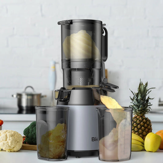 Cold Press Juicer Machine | 5.2in Wide Mouth, 200W Slow Masticating Juicer for Whole Fruits & Veggies – BPA-Free, Dishwasher Safe