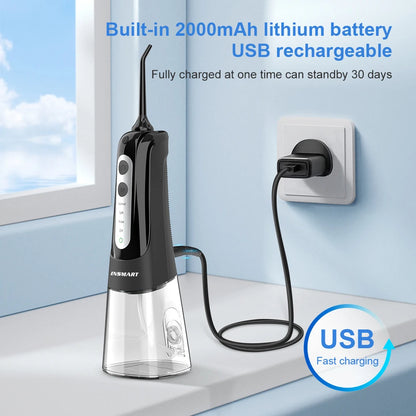 Cordless Water Flosser for Teeth | 300ml Tank, 5 Tips for Braces & Implants | 21-Day USB-C Rechargeable, IPX7 Waterproof