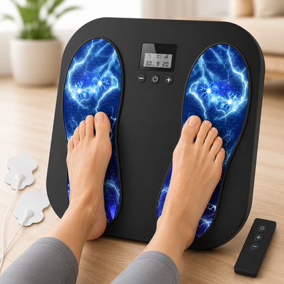 EMS Foot Massager for Neuropathy & Plantar Fasciitis | TENS Circulation Machine with 10 Modes & 20 Intensities Black